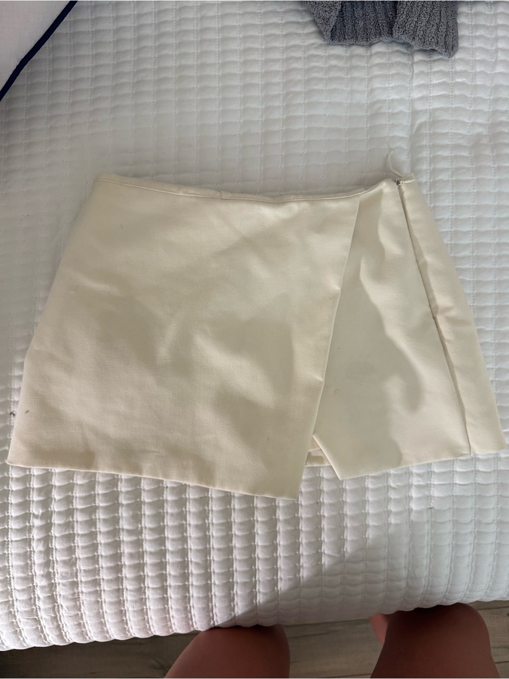 Zara Ivory Wrap-Front Mini Skort